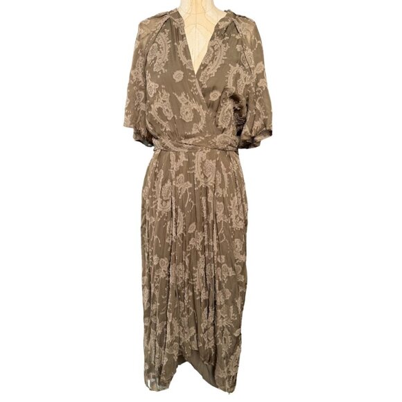 IRO Kallie Asymmetric Surplice Midi Dress Womens Size 38 US 6
